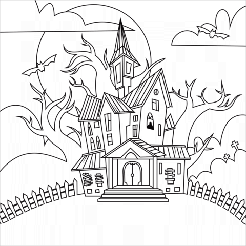 Haunted House Coloring Page